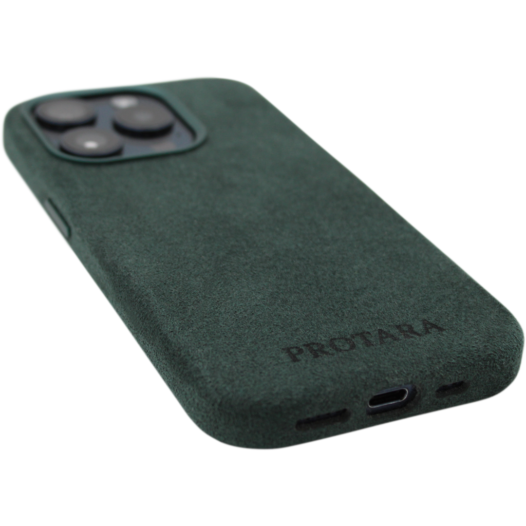 PROTARA Alcantara iPhone 15 Pro Hülle - Expedition Green